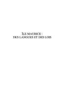 Cover of: Ile Maurice: des langues et des lois