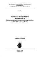 Cover of: Aspekte der Mehrgliedrigkeit des Ausdrucks fr uhhochdeutschen poetischen, geistlichen und fachliterarischen Texten