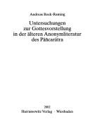 Cover of: Untersuchungen zur Gottesvorstellung in der älteren Anonymliteratur des Pāñcarātra