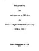 Cover of: Répertoire des naissances et décès de Saint-Ludger-de-Rivière-du-Loup, 1906 à 2001