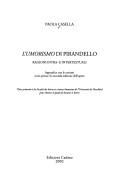 Cover of: L' umorismo di Pirandello: ragioni intra e intertestuali