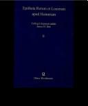 Cover of: Epitheta rerum et locorum apud Homerum: a repertory of descriptive expressions for things and places in the Iliad and the Odyssey ; with an extensive supplement for the Epitheta Deorum and Epitheta Hominum