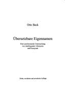 Cover of: Übersetzbare Eigennamen by Otto Back