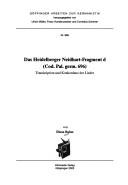 Cover of: Das Heidelberger Neidhart-Fragment d (Cod. Pal. germ. 696) by Diana Rahm