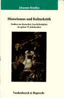Cover of: Historismus und Kulturkritik by Johannes Heinssen