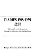 Cover of: Diaries, 1918-1939