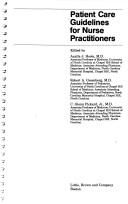 Cover of: Patient care guidelines for nurse practitioners | 