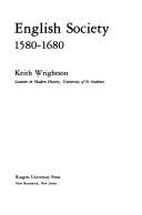 Cover of: English society, 1580-1680 by Keith Wrightson, Keith Wrightson