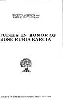 Cover of: Studies in honor of José Rubia Barcia