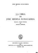 Cover of: La obra de José Medina Echavarría