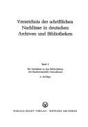 Cover of: Die Nachlässe in den Bibliotheken der Bundesrepublik Deutschland