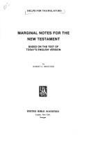 Cover of: Marginal notes for the New Testament by Robert G. Bratcher