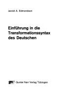 Cover of: Einführung in die Transformationssyntax des Deutschen
