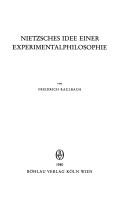 Cover of: Nietzsches Idee einer Experimentalphilosophie