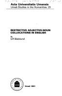 Cover of: Restrictive adjective-noun collocations in English