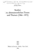 Cover of: Studien zu alttestamentlichen Texten und Themen (1966-1972)