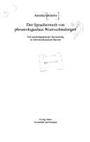 Cover of: Der Spracherwerb von phraseologischen Wortverbindungen by Annelies Häcki Buhofer