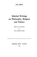 Cover of: Selected writings on philosophy, religion, and politics