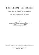 Cover of: Bartolomé de Torres: teólogo y obispo de Canarias : una vida al servicio de la Iglesia