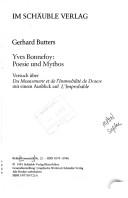 Cover of: Yves Bonnefoy, Poesie und Mythos by Gerhard Butters