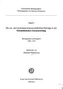 Cover of: Die ost- und zentralasienwissenschaftlichen Beiträge in der Orientalistischen Literaturzeitung by Hartmut Walravens
