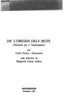 Cover of: De l'origen dels mots (materials per a l'ensenyament) by Carles Duarte i Montserrat