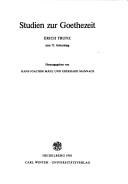 Studien zur Goethezeit by Erich Trunz, Eberhard Mannack