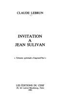 Cover of: Invitation à Jean Sulivan