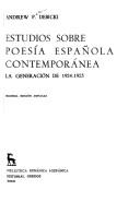 Cover of: Estudios sobre poesía española contemporánea by Andrew Peter Debicki