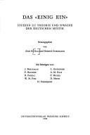 Cover of: Das "Einig Ein": Studien zu Theorie und Sprache der deutschen Mystik