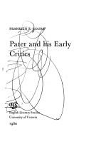 Cover of: Pater and his early critics by Franklin E. Court