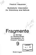 Cover of: Musikalische Interpretatin: zur Entwicklung einer Methode