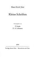 Cover of: Kleine Schriften