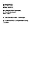 Cover of: Die Nachkriegsentwicklung in Westdeutschland, 1945-1949