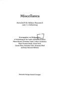 Cover of: Miscellanea by hrsg. von Wolfgang Benz, in Verbindung mit Ino Arndt ... [et al.].