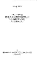Cover of: Einführung in die Dichtungslehren des lateinischen Mittelalters by Paul Klopsch