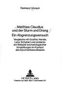 Matthias Claudius und der Sturm und Drang by Reinhard Görisch