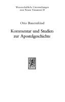 Cover of: Kommentar und Studien zur Apostelgeschichte