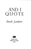 And I quote by Derek Lambert