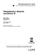 Cover of: Photodetectors: materials and devices VI : 22-24 January, 2001, San Jose, USA