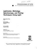 Cover of: Lightmetry: metrology, spectroscopy, and testing techniques using light : 5-8 June 2000, Pultusk, Poland