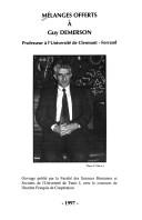 Cover of: Mélanges offerts à Guy Demerson, professeur à l'Université de Clermont-Ferrand.