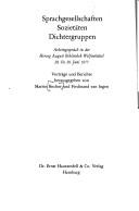 Cover of: Sprachgesellschaften, Sozietäten, Dichtergruppen: Arbeitsgespräch in d. Herzog-August-Bibliothek Wolfenbüttel, 28.-30. Juni 1977 : Vorträge u. Berichte