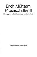 Cover of: Prosaschriften by Erich Mühsam