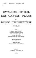 Cover of: Catalogue général des cartes, plans et dessins d'architecture, Série NN