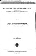 Cover of: Utopie als ästhetische Kategorie: eine Untersuchung der Lyrik Ingeborg Bachmanns