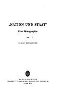 Cover of: Nation und Staat: eine Monographie