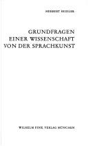 Cover of: Grundfragen einer Wissenschaft von der Sprachkunst