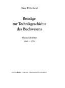 Cover of: Beiträge zur Technikgeschichte des Buchwesens: kleine Schriften 1969-1976