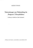 Cover of: Untersuchungen zum Machtaufstieg des Antigonos I. Monophthalmos: ein Beitrag zur Geschichte der frühen Diadochenzeit.